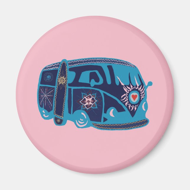 Hippie Van Standard, 5,7 cm Round Magnet (Framsidan)