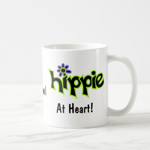 Hippie vid Heart Black Grönt Art Namn Personlig Kaffemugg