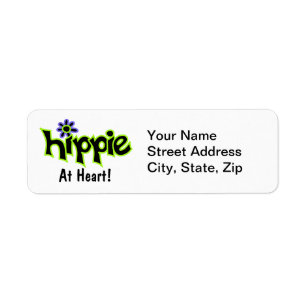 Hippie vid Heart Black Lime Green Art Anpassningsb Returadress Etikett