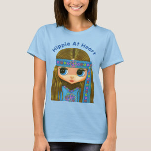 Hippie vid hjärtklappning Stort öga blå Hippie-Chi T Shirt