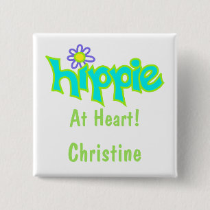 Hippie vid hjärtturkos Art Namn Badge Knapp