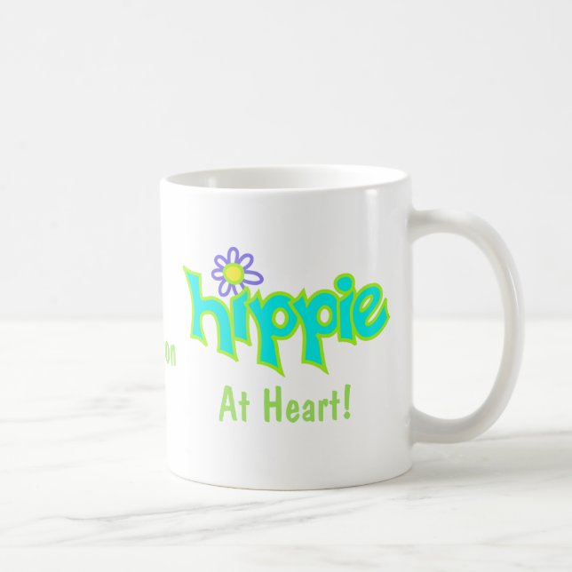 Hippie vid hjärtturkos Art Namn Personlig Kaffemugg (Höger)