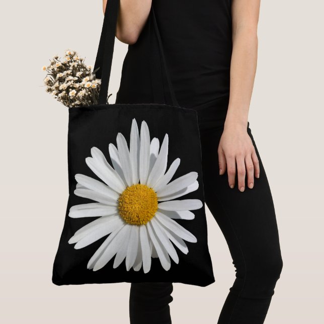 Hippie White Daisy Flower Blommar - Trendig Mode Tygkasse (Närbild)