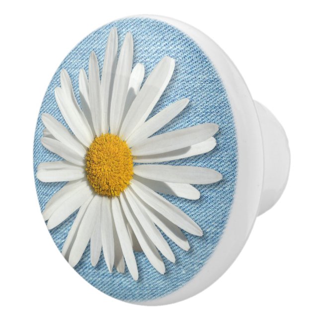 Hippie White Daisy Flower - Trendig Mode Denim Knopp (Höger)