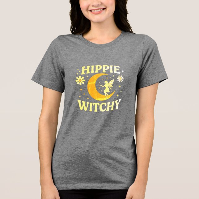 Hippie Witchy Måne & Fairy Unisex T Shirt (Framsida)