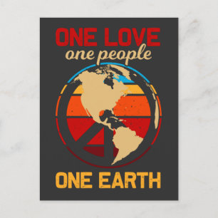 Hippie World Kärlek People Earth Peace Vykort