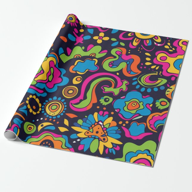 Hippie Wrapping Papper Presentpapper (Utrullad)