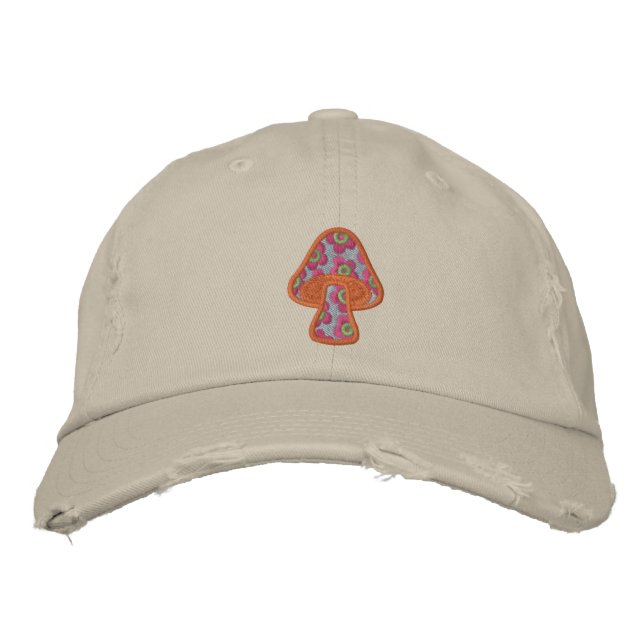 Hippieblommor Svamp Broderad Keps (Framsida)