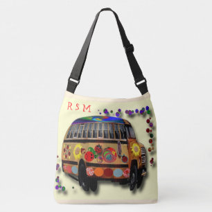Hippiebuss och solros axelväska