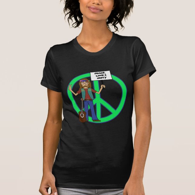 Hippiefredkärlek och enhet tee shirt (Framsida)