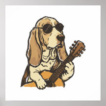 Hippiehund spelar gitarr
