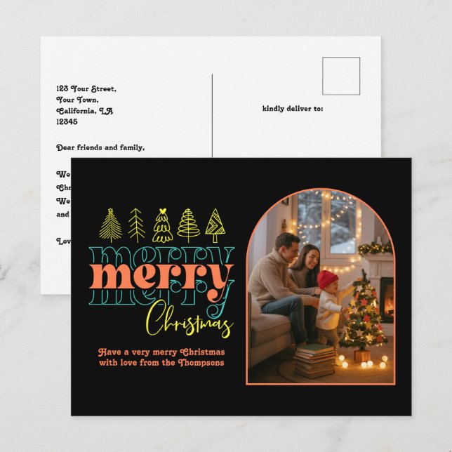 Hippig Helg Mysig Valv Bild God Jul Vykort (Fram/baksida)