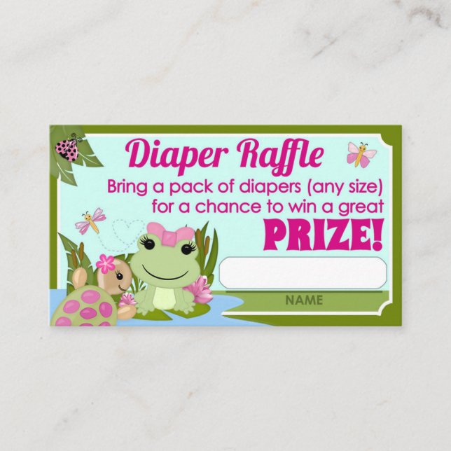 Hippity Frog GIRL Diaper Raffle Biljett Tilläggskort (Framsida)