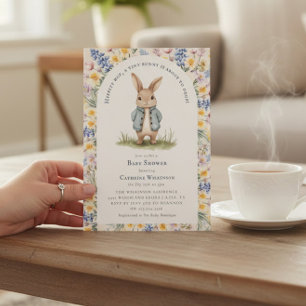 Hippity Hop Watercolor Kanin Bebis Shower Inbjudningar