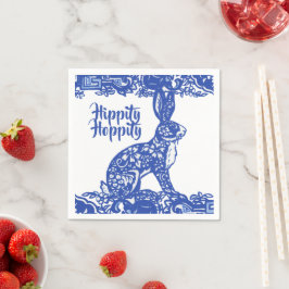 Hippity Hoppity Bunny Rabbit Blue Willow Påsk Pappersservett