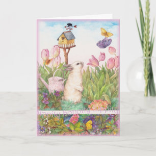 Hippity Hoppity Påskhare Birdhouse Helgkort