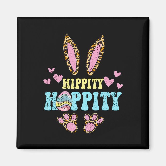 Hippity Hoppity Påskharen Äggjakt Kanin Fjäder Magnet (Framsidan)