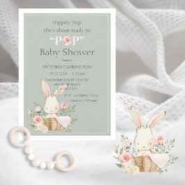 Hippity Skutt Bunny Rabbit Modern Baby Inbjudningar