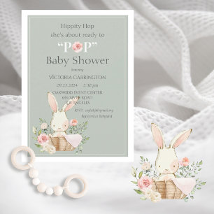 Hippity Skutt Bunny Rabbit Modern Baby Inbjudningar