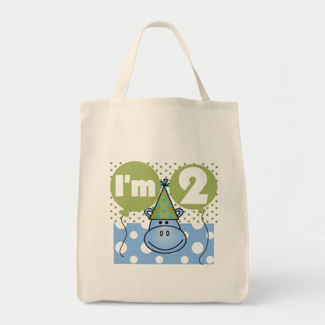 Hippo 2:a födelsedag Tshirts och gåvor Tygkasse (Framsidan)