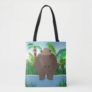 Hippo Allover Tote Tygkasse