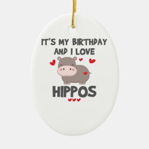 Hippo Älskare Det är min födelsedag och jag Kä Julgransprydnad Keramik