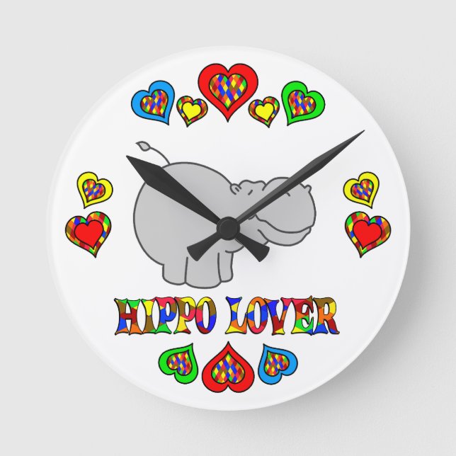 Hippo Älskare Rund Klocka (Framsida)