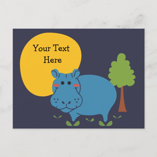 Hippo Anpassa med text Vykort (Framsida)