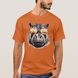 Hippo ansikte med solglasögon 3 t shirt