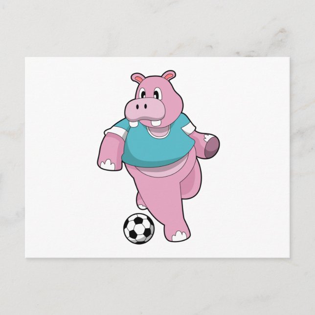 Hippo as Soccer player with Soccer.PNG Vykort (Framsida)