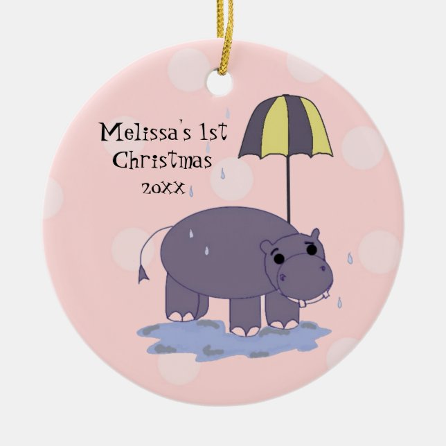 Hippo Baby Första jul Julgransprydnad Keramik (Framsidan)