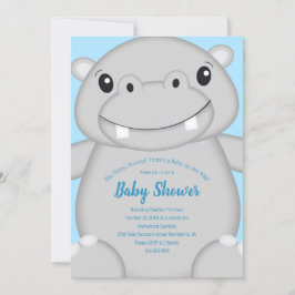 Hippo Baby Shower Blue Inbjudningar