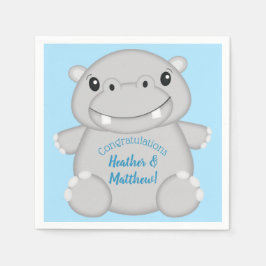 Hippo Baby Shower Blue Pappersservett
