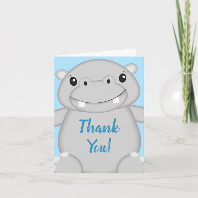 Hippo Baby Shower Blue Tack Kort (Framsida)