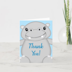 Hippo Baby Shower Blue Tack Kort