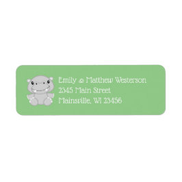 Hippo Baby Shower Returadress Etikett