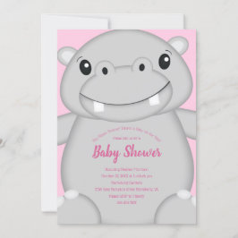 Hippo Baby Shower Rosa Inbjudningar