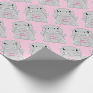 Hippo Baby Shower Rosa Presentpapper