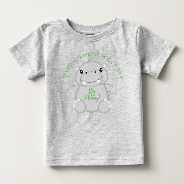 Hippo Baby Shower T Shirt (Framsida)