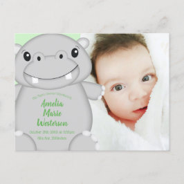 Hippo Baby Shower Vykort