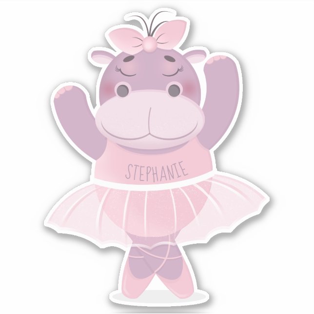 Hippo Ballerina Sticker Klistermärken (Framsida)