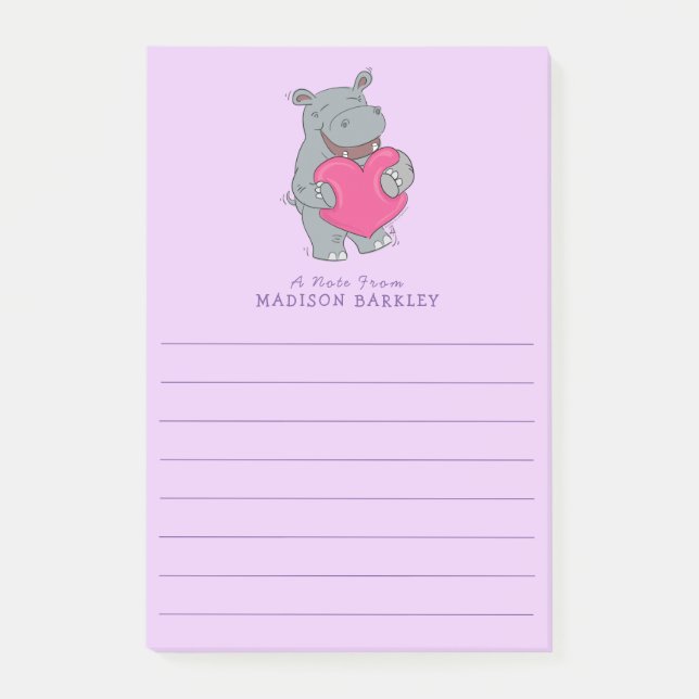 Hippo Barn Cute Valentine Day Post-it Notes (Framsida)