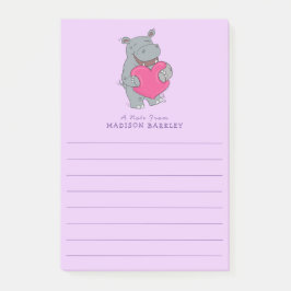 Hippo Barn Cute Valentine Day Post-it Notes Block