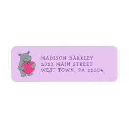 Hippo Barn Cute Valentines returadressetikett Returadress Etikett