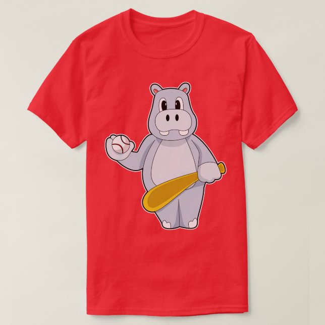 Hippo Baseball Baseball fladdermus T Shirt (Design framsida)