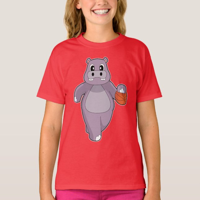 Hippo Basketball player Basketball T Shirt (Framsida)