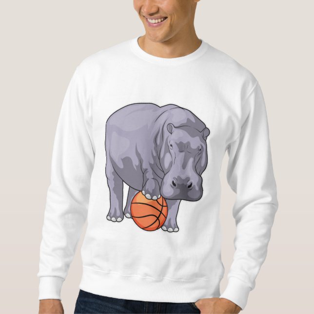 Hippo Basketball-spelare Basketball Lång Ärmad Tröja (Framsida)