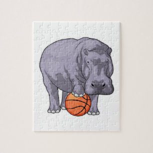 Hippo Basketball-spelare Basketball Pussel