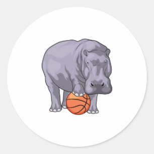 Hippo Basketball-spelare Basketball Runt Klistermärke