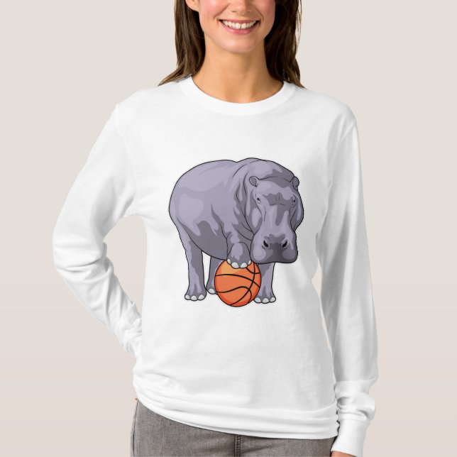 Hippo Basketball-spelare Basketball T Shirt (Framsida)